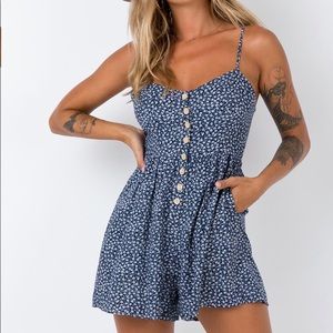Princess Polly Berro Romper Navy